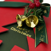 Boîte Cadeau de Noël Leabon en Papier Rouge et Vert avec Découpe Arbre Doré Joyeux Noël pour Emballage Cadeau de Fêtes Vente en Gros Usine