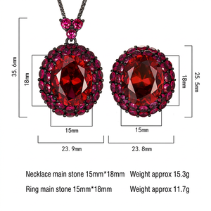 High Grade Eco-friendly Copper Black Gold Plated 15*18mm Red Blue Zircon Hypoallergenic Non-Tarnish Waterproof <b>Wedding</b> Party - Product Image 4