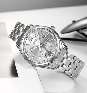 Reloj de Cuarzo para Hombre Skmei 9319, Caja de Aleación, Correa de Acero Inoxidable, Esfera de Cristal, Resistente al Agua 3ATM, Diseño Golden Hour - Product Image 6