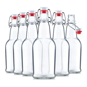 Hot Sale Novelty Glass Bottles 16 Ounce Swing Top Beer Bottles with Flip top Airtight Lid for Carbonated Drinks Kombucha