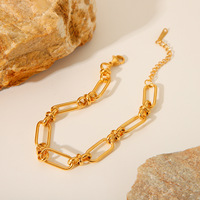 Bracelet en acier inoxydable avec pendentif en forme de cœur plaqué or 18 carats, chaîne cubaine et à maillons ajustable, fermoir OT