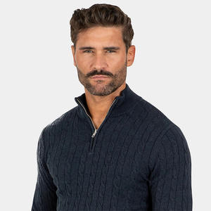 سويت شيرت رجالي شتوي بنصف سحاب مع طباعة مخصصة، سترة من الصوف بربع سحاب، مسامية ومقاومة للوبر والتجعد - من المصنع مباشرة - Product Image 4