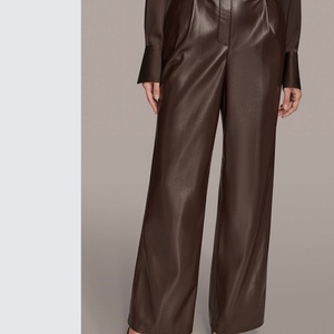 Pantalons en cuir à jambes larges, nouvelle mode, en cuir d'agneau véritable, pour femmes - Product Image 3