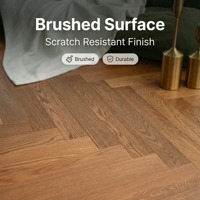 Parquet contrecollé en chêne russe certifié ENF, motif chevrons, 600x78x14mm, pour salon moderne et villa