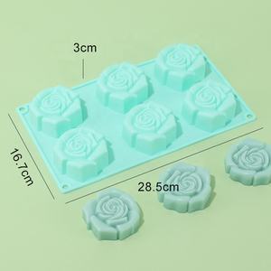 Wholesale BPA Free Red Silicone <strong>Rose</strong> Mold 6 Cavities Cake Fondant Mould Ice Cream <strong>Tub</strong> Tools Dishwasher Safe Oven Safe Food Grade - Product Image 4