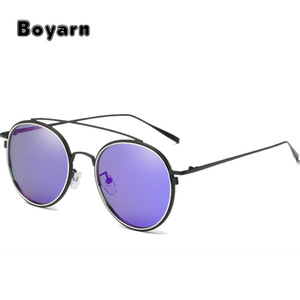 Occhiali <span class=keywords><strong>da</strong></span> Notte Polarizzati Rotondi Gialli per Donna, Occhiali <span class=keywords><strong>da</strong></span> Sole con Montatura Sottile a Doppia Asta Color Caramella per Uomo, Occhiali di Lusso di Marca W710 - Product Image 2