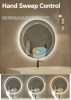 Miroir LED intelligent rond anti-buée et anti-rouille sans cuivre pour salles de bain de style appartement urbain (vente en gros)