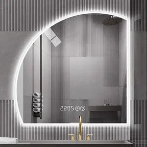 Miroir lumineux pour la décoration de maquillage d'art moderne Miroir pleine longueur sans cadre demi-lune anti-déflagrant à LED