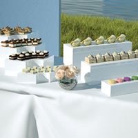 Ensemble de 7 pièces pour fête de mariage, présentoirs à buffet en acrylique noir et blanc, cubes gigognes, présentoirs à nourriture, supports en acrylique pour fête de mariage