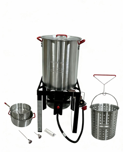 Friteuse à poulet de 30 Qt à allumage automatique et friteuse à poisson de 10 Qt avec brûleur au propane de 50 000 BTU pour poulet, écrevisses, crabes et frites - Product Image 2