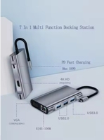 Station d'accueil de charge 7-en-1 haute vitesse 4K PD USB 3.0 accessoires informatiques multifonctions lecteur de carte SD TF C USB HUB Stock