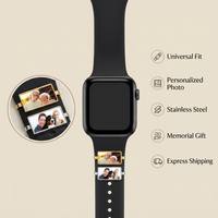 Breloque personnalisée pour bracelet de montre connectée avec photo, accessoire de bracelet de montre en acier inoxydable, cadeau commémoratif pour femmes et hommes