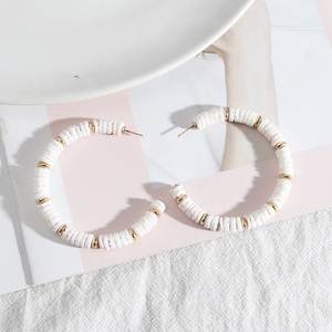 Pendientes de <span class=keywords><strong>Aro</strong></span> en Forma de C con Cuentas de Concha Blanca, Estilo Bohemio, Geométricos, Grandes, para Mujer, Joyería de Playa, Tendencia 2026 - Product Image 2