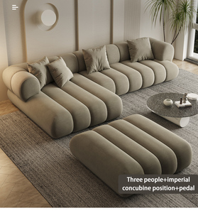 Облачный диван для гостиной caterpillar Nordic simple, большой угол квартиры, технология-fre, роскошный современный светлый диван из ткани - Product Image 4