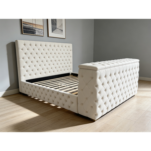 Meubles de lit TV de luxe personnalisés PZCN HOME pour chambre <span class=keywords><strong>à</strong></span> coucher villa avec base en bois <span class=keywords><strong>à</strong></span> <span class=keywords><strong>lattes</strong></span> et cheminée - Product Image 1