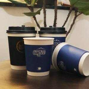 Gobelets à café en papier à double paroi imprimés sur mesure avec logo, 12 oz, 14 oz, 16 oz, plusieurs tailles, gobelets jetables pour boissons chaudes à emporter - Product Image 6