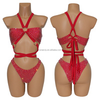 S665 licou élégant body tenue de boîte de nuit plage scintillant étincelle strass cristal embelli exotique cristal maillot de bain