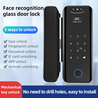 Serrure intelligente pour porte en verre, identification faciale, empreinte digitale, mot de passe, carte-clé, Tuya WiFi, entrée sans clé, bureau, maison