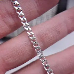 A1899优质纯银散装链s925古巴4毫米项链手链饰品diy制作配件