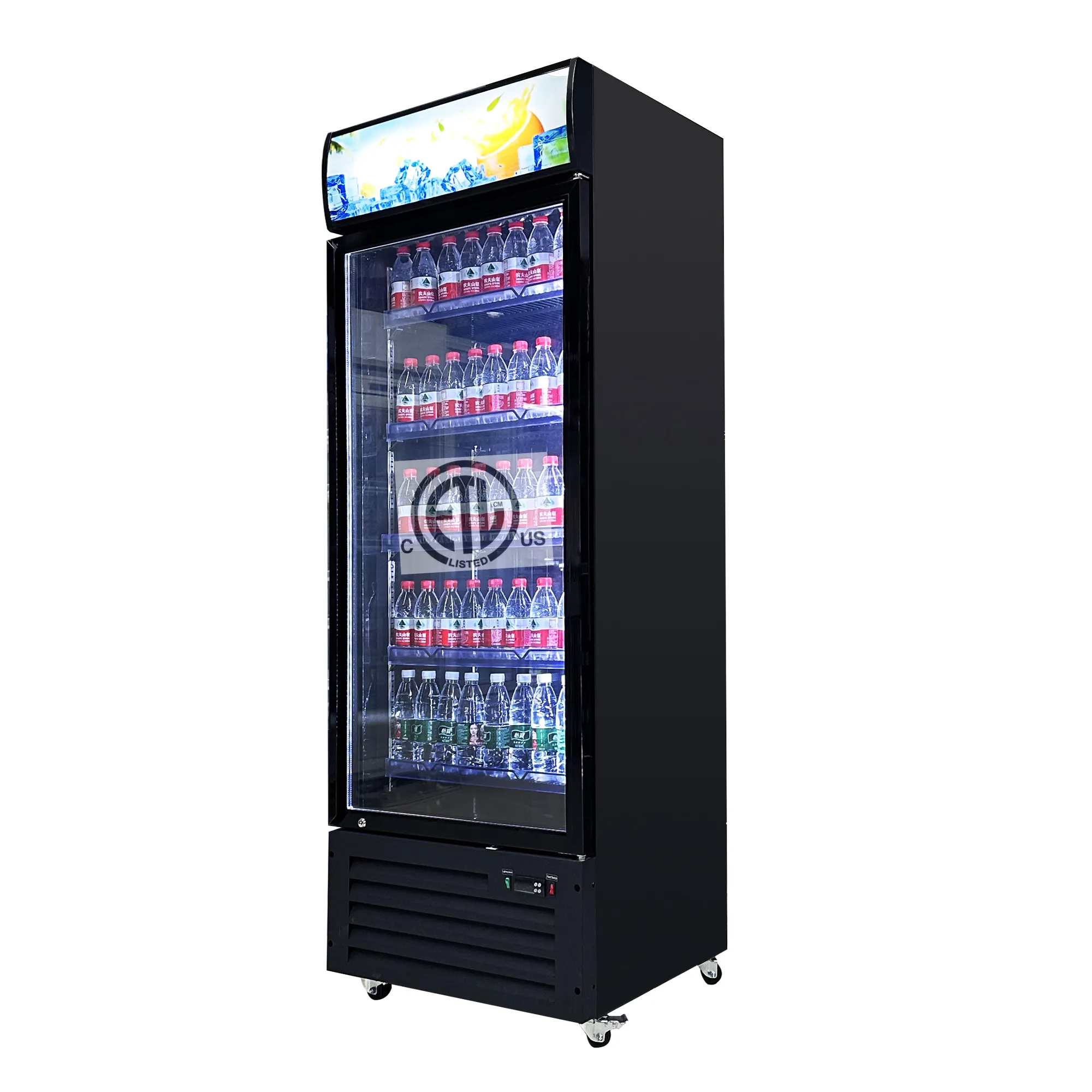 ETL thẳng đứng cửa kính Quạt làm mát bia hiển thị tủ lạnh cửa duy nhất lạnh uống Showcase cho tăng cường đồ uống trình bày
