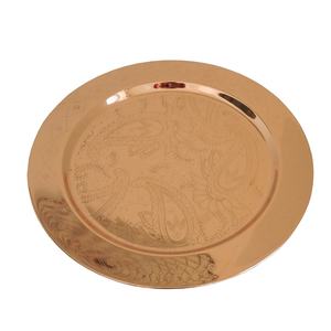 Plateau de service rond en métal galvanisé fait à la main de haute qualité, élégant et durable avec charme de bordure rustique pour restaurant à la maison et hôtel - Product Image 6