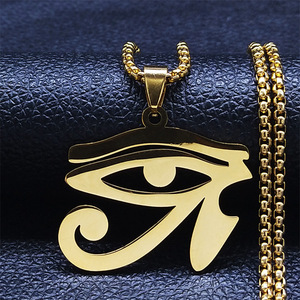 Collares <span class=keywords><strong>de</strong></span> Cadena <span class=keywords><strong>de</strong></span> Acero Inoxidable con Ojos Egipcios para Hombre, Collar con Símbolo del <span class=keywords><strong>Ojo</strong></span> <span class=keywords><strong>de</strong></span> <span class=keywords><strong>Ra</strong></span> <span class=keywords><strong>y</strong></span> <span class=keywords><strong>Horus</strong></span>, Joyería Bijoux (NL655) - Product Image 1
