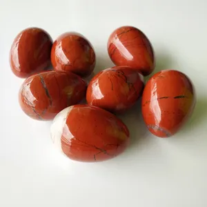 HZ batu penyembuhan penjualan terbaik grosir batu kecubung merah alami jasper giok yoni telur berdiri dibor bersertifikat yoni set telur kristal batu