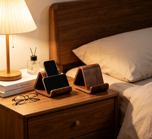Support de téléphone en bois de noyer personnalisé OEM, support de téléphone portable en bois massif, support de bureau pour téléphone portable, vente en gros pour le bureau et la maison - Product Image 2