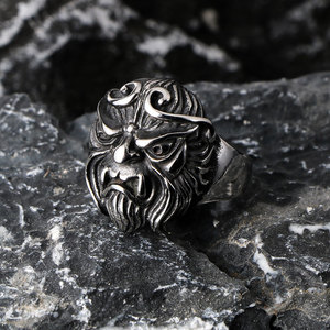 Sun Wukong Monkey Face <b>Ring</b> Men's <b>Titanium</b> Steel Jewelry Gift Thumb <b>Ring</b> - Product Image 1