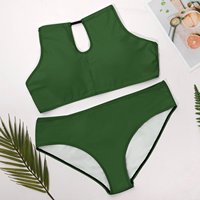 Shanhao Set pakaian renang wanita, 2 potong pakaian pantai ukuran besar spandeks/nilon cepat kering & berongga musim panas