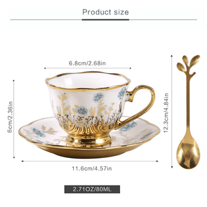 Tazza da Caffè in Ceramica con Motivo Floreale, Tazza Originale per Latte, Graziosa Tazza da Ufficio, <span class=keywords><strong>Set</strong></span> con Piattino, Tazza <span class=keywords><strong>e</strong></span> Piattino da Tè - Product Image 4