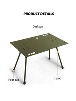 Table tactique pliable en aluminium OEM, utilisée pour le camping en plein air, les meubles de jardin et les zones de loisirs