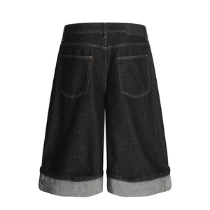 Shorts en jean délavé pour homme, style streetwear américain, coupe ample unisexe, jorts décontractés en coton personnalisés, vente en gros - Product Image 3