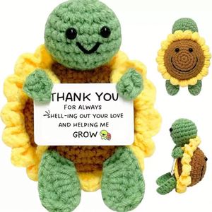 Poupée tortue tournesol faite à la main, décoration d'intérieur, beau cadeau, 12 cm, jouet d'apaisement émotionnel, texte de carte remplaçable, vente en gros usine - Product Image 1