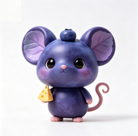Figurine de souris bleu-bleuets Kawaii personnalisée OEM, en PVC et ABS moulé par injection, mignon rat violet avec boîte mystère de collection, jouet pour cadeau