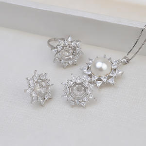 Ensemble de bijoux pour femmes en argent S925, triangle, diamant, grosse perle, personnalisable, DIY, boucles d'oreilles, anneau de tête, plateau, 1302, accessoires de mode - Product Image 1