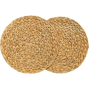 RAYSHINE Heat Resistant Boho Round Non-Slip Handmade Braided Dinner Table Mats Round Woven Placemat For Kitchen Wedding