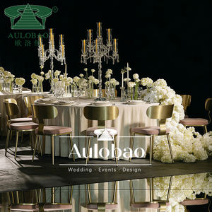 Mobilier moderne de fête d'événement utilisé sculpté en or cadre en acier inoxydable chaise de salle à manger rembourrée pour l'extérieur et l'hôtel - Product Image 4