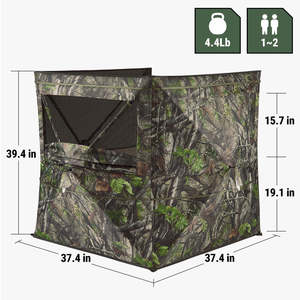 Abri de chasse léger et portable pour 1 ou 2 personnes avec écran pliable et tissu en polyester pour la chasse au cerf, au dinde et au tir à l'arc - Product Image 4