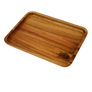 Plateau de service en bois d'acacia massif pour aliments avec emballage de vente au détail personnalisé Plateaux de service en bois gravés avec logo - Product Image 2