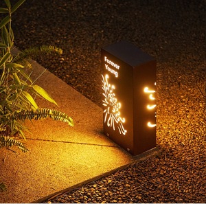 Lampe de sol en acier inoxydable pour jardins, cours et pelouses extérieurs, alimentée électriquement, style chinois, design asiatique, étanche IP55 - Product Image 4