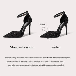 Sandales Noires Sexy à Talons Hauts de Luxe pour Femmes, Boucle à Mot Unique, Bout Pointu Aiguille, Hauteurs de Talon 3cm, 6cm, 8cm et 10cm - Product Image 6