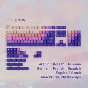 Sunglow-Teclas en Español con Perfil <span class=keywords><strong>MOA</strong></span>, 124 Teclas PBT Dye-Sub, Soporte Personalizado Coreano/Alemán/Francés/Árabe/Brasil/Ruso - Product Image 2