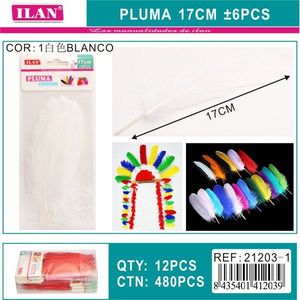 Piume bianche ILAN Pluma 17 cm per artigianato e decorazioni - Product Image 3
