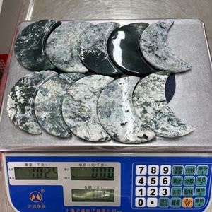 Venta al por mayor de cristal natural pulido encabezado piedra <span class=keywords><strong>verde</strong></span> musgo ágata cristal Lunas para la decoración del hogar - Product Image 6