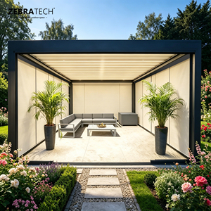 Gazebo de Jardín de Aluminio de Lujo con Características Resistentes al Viento y a la Lluvia, Aprobado por NFPA701 para Uso en Exteriores, PL01 PLUS PL01 PLUS - Product Image 1