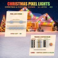 Éclairage de Noël extérieur permanent IP68 de 300, 400 et 500 pieds, DC 48V, type méduse, RGBW, 6 LED, projecteurs sur rail pour maison