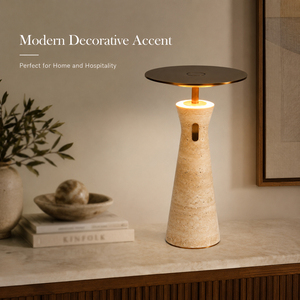Natural Yellow Travertine Rechargeable <b>Touch</b> Table Lamp Custom Cordless Stone Desk Lamp for Hotel Home Restaurant <b>Lighting</b> - Product Image 3