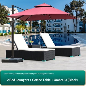 Chaise longue d'extérieur moderne et minimaliste sans accoudoirs en aluminium pour balcon, cour, piscine, plage, avec table basse - Product Image 6