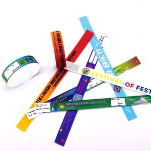 Bracelets événementiels personnalisés en Tyvek, imprimés avec logo, étanches, bracelets en papier sur mesure pour événements et fêtes - Product Image 1